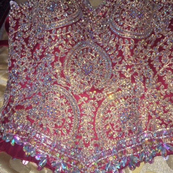 Hand Beaded Strapless Ball Gown - Picture 5 of 7